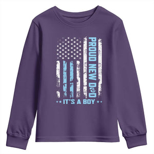 Proud New Dad Its A Boy Youth Sweatshirt Patriotic First Fathers Day Gift TS12 Purple Print Your Wear