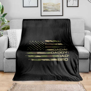 Dada Daddy Dad Bro Camo American Flag Throw Blanket Patriotic Fathers Day Gift TS12 Print Your Wear
