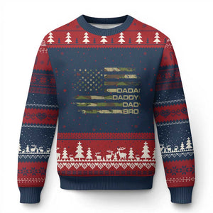 Dada Daddy Dad Bro Camo American Flag Ugly Christmas Sweater Patriotic Fathers Day Gift TS12 Navy Red Print Your Wear