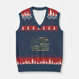 Dada Daddy Dad Bro Camo American Flag V-Neck Knit Sweater Vest Patriotic Fathers Day Gift TS12 Navy Red Print Your Wear