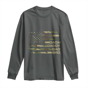Dada Daddy Dad Bro Camo American Flag Long Sleeve Shirt Patriotic Fathers Day Gift TS12 Dark Heather Print Your Wear