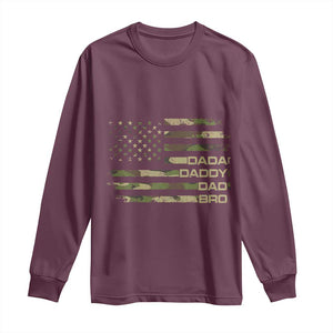 Dada Daddy Dad Bro Camo American Flag Long Sleeve Shirt Patriotic Fathers Day Gift TS12 Maroon Print Your Wear