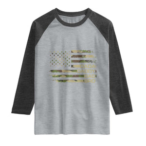 Dada Daddy Dad Bro Camo American Flag Raglan Shirt Patriotic Fathers Day Gift TS12 Heather Gray Heather Charcoal Print Your Wear
