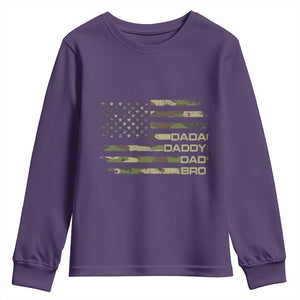 Dada Daddy Dad Bro Camo American Flag Youth Sweatshirt Patriotic Fathers Day Gift TS12 Purple Print Your Wear