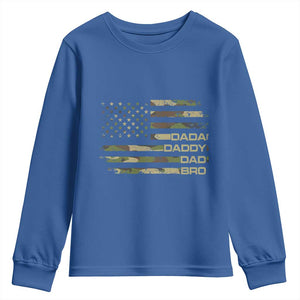 Dada Daddy Dad Bro Camo American Flag Youth Sweatshirt Patriotic Fathers Day Gift TS12 Royal Blue Print Your Wear