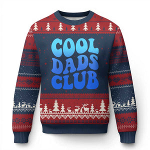 Cool Dads Club Blue Typography Ugly Christmas Sweater Fathers Day Gift TS12 Navy Red Print Your Wear