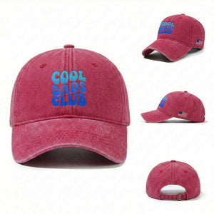 Cool Dads Club Blue Typography Washed Cotton Baseball Cap Fathers Day Gift TS12 Washed Cap Universal Fit Red Print Your Wear