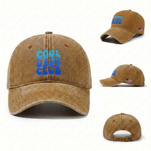 Cool Dads Club Blue Typography Washed Cotton Baseball Cap Fathers Day Gift TS12 Washed Cap Universal Fit Yellow Ochre Print Your Wear