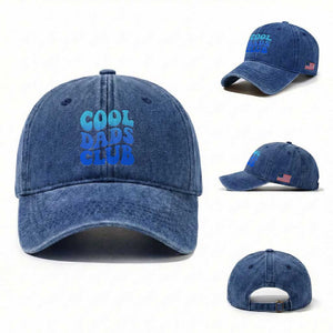 Cool Dads Club Blue Typography Washed Cotton Baseball Cap Fathers Day Gift TS12 Washed Cap Universal Fit Royal Blue Print Your Wear