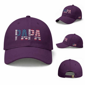 Vintage American Flag Papa The Man The Myth The Legend Baseball Cap Fathers Day Gift TS12 Baseball Cap Universal Fit Purple Print Your Wear