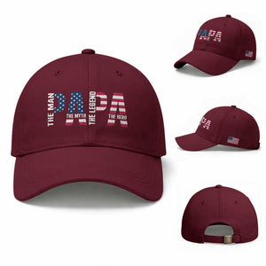 Vintage American Flag Papa The Man The Myth The Legend Baseball Cap Fathers Day Gift TS12 Baseball Cap Universal Fit Maroon Print Your Wear