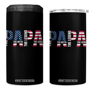 Vintage American Flag Papa The Man The Myth The Legend 4 in 1 Can Cooler Tumbler Fathers Day Gift TS12 One Size: 16 oz Black Print Your Wear