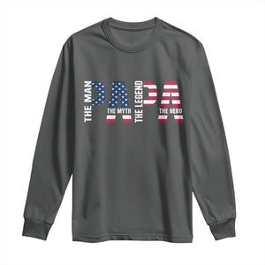 Vintage American Flag Papa The Man The Myth The Legend Long Sleeve Shirt Fathers Day Gift TS12 Dark Heather Print Your Wear