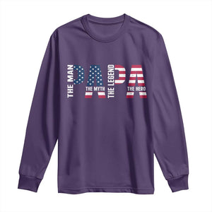 Vintage American Flag Papa The Man The Myth The Legend Long Sleeve Shirt Fathers Day Gift TS12 Purple Print Your Wear
