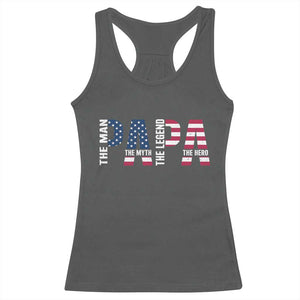 Vintage American Flag Papa The Man The Myth The Legend Racerback Tank Top Fathers Day Gift TS12 Dark Heather Print Your Wear