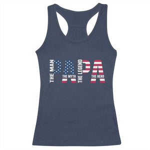 Vintage American Flag Papa The Man The Myth The Legend Racerback Tank Top Fathers Day Gift TS12 Navy Print Your Wear