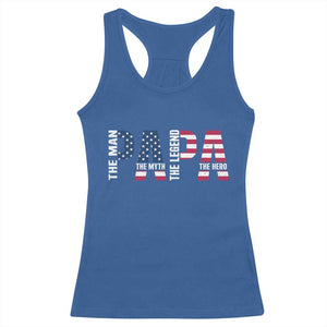 Vintage American Flag Papa The Man The Myth The Legend Racerback Tank Top Fathers Day Gift TS12 Royal Blue Print Your Wear