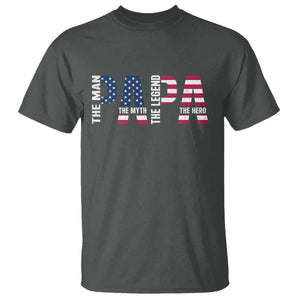 Vintage American Flag Papa The Man The Myth The Legend T Shirt Fathers Day Gift TS12 Dark Heather Print Your Wear