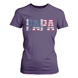 Vintage American Flag Papa The Man The Myth The Legend T Shirt For Women Fathers Day Gift TS12 Purple Print Your Wear