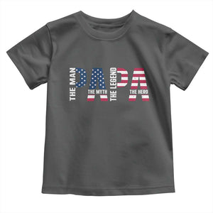 Vintage American Flag Papa The Man The Myth The Legend Toddler T Shirt Fathers Day Gift TS12 Dark Heather Print Your Wear