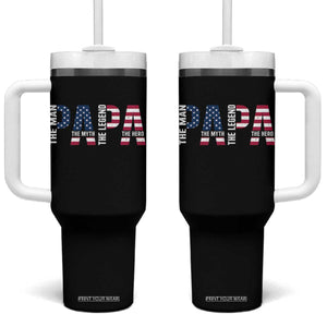 Vintage American Flag Papa The Man The Myth The Legend Tumbler With Handle Fathers Day Gift TS12 One Size: 40 oz Black Print Your Wear