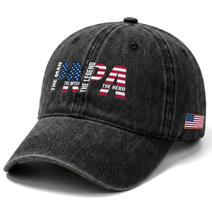 Vintage American Flag Papa The Man The Myth The Legend Washed Cotton Baseball Cap Fathers Day Gift TS12 Print Your Wear