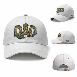 Proud Army Dad USA Flag Camo Baseball Cap Fathers Day Gift TS12 Baseball Cap Universal Fit White Print Your Wear