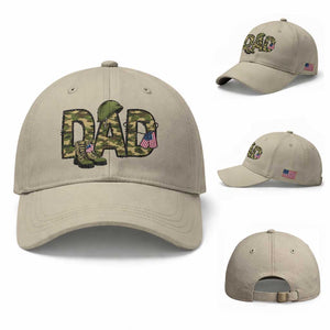 Proud Army Dad USA Flag Camo Baseball Cap Fathers Day Gift TS12 Baseball Cap Universal Fit Beige Print Your Wear