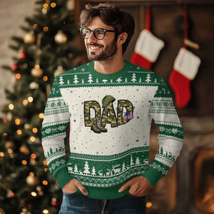 Proud Army Dad USA Flag Camo Ugly Christmas Sweater Fathers Day Gift TS12 Beige Green Print Your Wear