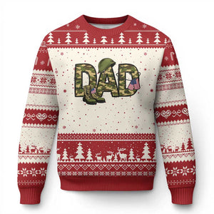 Proud Army Dad USA Flag Camo Ugly Christmas Sweater Fathers Day Gift TS12 Beige Red Print Your Wear