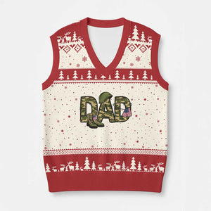 Proud Army Dad USA Flag Camo V-Neck Knit Sweater Vest Fathers Day Gift TS12 Beige Red Print Your Wear