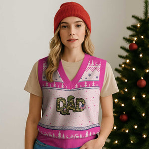 Proud Army Dad USA Flag Camo V-Neck Knit Sweater Vest Fathers Day Gift TS12 Hot Pink Print Your Wear