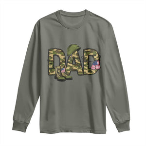 Proud Army Dad USA Flag Camo Long Sleeve Shirt Fathers Day Gift TS12 Military Green Print Your Wear