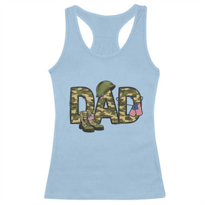 Proud Army Dad USA Flag Camo Racerback Tank Top Fathers Day Gift TS12 Light Blue Print Your Wear