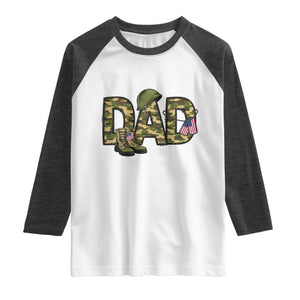 Proud Army Dad USA Flag Camo Raglan Shirt Fathers Day Gift TS12 White Heather Charcoal Print Your Wear