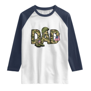 Proud Army Dad USA Flag Camo Raglan Shirt Fathers Day Gift TS12 White Navy Print Your Wear