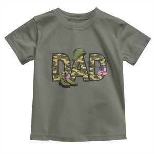 Proud Army Dad USA Flag Camo Toddler T Shirt Fathers Day Gift TS12 Military Green Print Your Wear