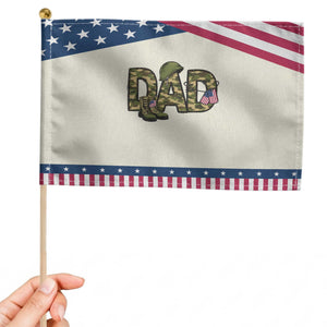 Proud Army Dad USA Flag Camo Patriotic Handheld Flag Fathers Day Gift TS12 Modern 8.2" × 5.5" Beige Blue Print Your Wear