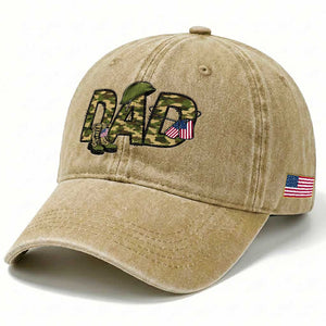 Proud Army Dad USA Flag Camo Washed Cotton Baseball Cap Fathers Day Gift TS12 Print Your Wear
