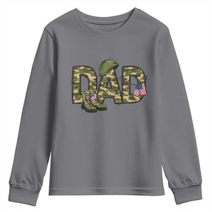 Proud Army Dad USA Flag Camo Youth Sweatshirt Fathers Day Gift TS12 Charcoal Print Your Wear