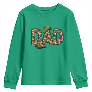 Proud Army Dad USA Flag Camo Youth Sweatshirt Fathers Day Gift TS12 Irish Green Print Your Wear