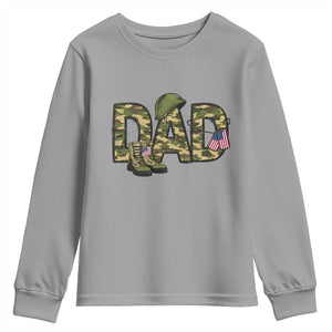 Proud Army Dad USA Flag Camo Youth Sweatshirt Fathers Day Gift TS12 Sport Gray Print Your Wear