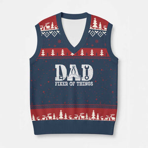 Handyman Dad Fixer Of Everything V-Neck Knit Sweater Vest Funny Garage Papa TS12 Navy Red Print Your Wear