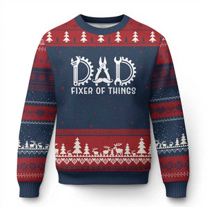 Dad Fixer Of Everything Garage Life Ugly Christmas Sweater Auto Mechanic Fathers Day Gift TS12 Navy Red Print Your Wear