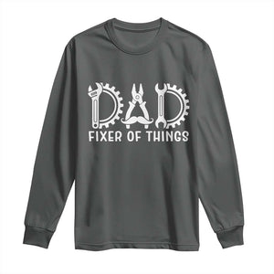 Dad Fixer Of Everything Garage Life Long Sleeve Shirt Auto Mechanic Fathers Day Gift TS12 Dark Heather Print Your Wear