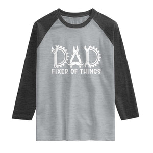 Dad Fixer Of Everything Garage Life Raglan Shirt Auto Mechanic Fathers Day Gift TS12 Heather Gray Heather Charcoal Print Your Wear