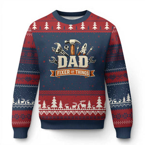 Mechanic Dad Fixer Of All Things Ugly Christmas Sweater Funny Auto Repair Fathers Day TS12 Navy Red Print Your Wear
