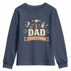 Mechanic Dad Fixer Of All Things Youth Sweatshirt Funny Auto Repair Fathers Day TS12 Navy Print Your Wear