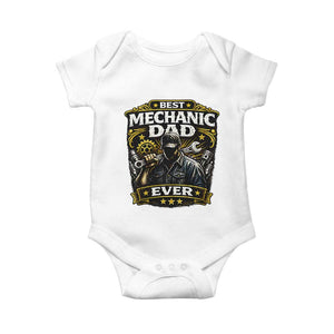 Best Mechanic Dad Ever Baby Onesie Auto Repair Fathers Day Graphic TS12 White Print Your Wear