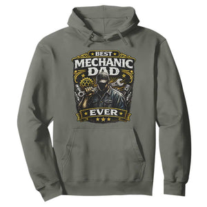 Best Mechanic Dad Ever Hoodie Auto Repair Fathers Day Graphic TS12 Military Green Print Your Wear